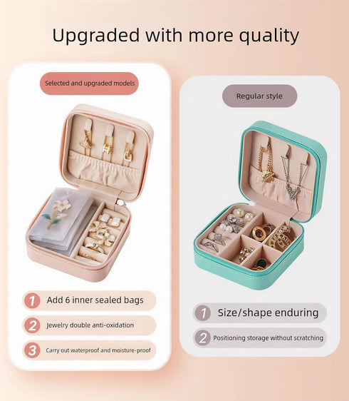 KEIGPERICompact Travel Jewelry Storage Box With 6 Antioxidant Bags Jewelry Box -Travel Jewelry Case Perfect Sweet 16 Gift Easter Basket Stuffers (...