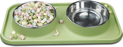 Cat Bowls for Food and Water,Premium Removable Stainless Steel Double Bowls with Non-slip Bottom,Elevated Stand for Pet and Small Dog,Non-Spill Ca...