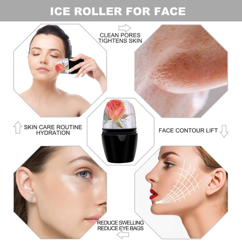 Ice Face Roller, Brighten Skin, Reusable Ice Mold for Face, Ice for Face to Tighten Skin, Silicone Ice Holder for Face, Icing Skincare Gift for Wo...