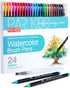 ParKoo Watercolor Brush Pens, 24 Colors Flexible Real Nylon Brush Tip Pens for Watercolor Painting, 1 Blending Brush, Paint Markers for Artists an...