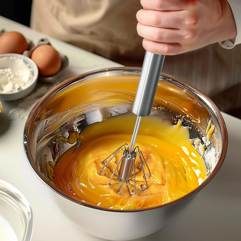 OOKUU Stainless Steel Egg Whisk, Whizzy Whisk, Semi Automatic Whisk Blender for Home - Versatile Tool for Egg Beater, Hand Push Whisk Blender, for...