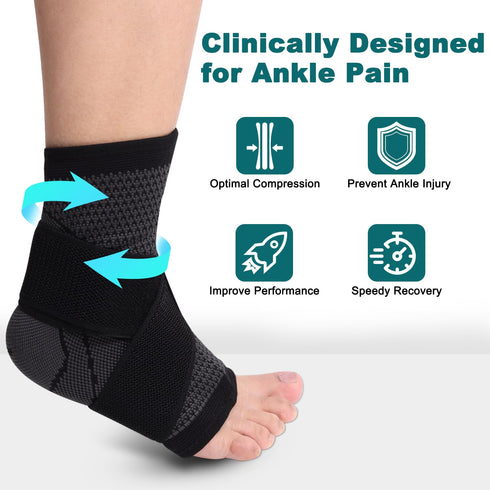 Ankle Brace, Achilles & Plantar Fasciitis Relief Compression Sleeve, Foot Brace with Ankle Support Strap for Women and Men, Heel Protector Wrap fo...