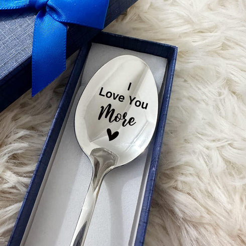 I Love You More Funny Engraved Stainless Steel Spoon,Best Women Men coffee Tea Spoon Gift,Valentines Christmas Birthday Father's Day Spoon Gift fo...