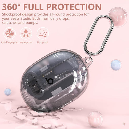 Clear Case for New Beats Studio Buds + (2023) / Beats Studio Buds (2021), Secure Lock Beats Studio Buds Plus Case Cover, Shockproof Wireless Earbu...