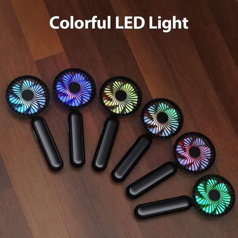 VersionTECH. Portable HandHeld Fan, Personal USB Hand Fans with RGB Color Light, 5 Speed Foldable Table Fan with Rechargeable Battery Operated for...