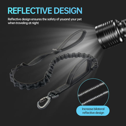 Thickened all-nylon large leash, 51 "to 37" adjustable leash, quick release leash, Shock absorbing dog leash, 2 handle leash, bungee dog leash, el...