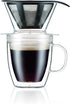 Bodum 12oz Pour Over Coffee Dripper Set w/ Double Wall Mug and Reusable Permanent Filter, Plastic, BPA-Free, Clear...