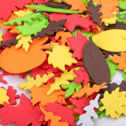 Konsait Bulk 540pcs Thanksgiving Foam Stickers,Fall Leaf Stickers Adhesive Foam Maple Leaves Stickers Art Craft Scrapbooks Supplies Thanksgiving A...