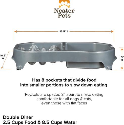Neater Pet Brands - Neater Slow Feeder - Fun, Healthy, Stress Free Dog Bowl Helps Stop Bloat Prevents Obesity Improves Digestion (Double Diner, Si...