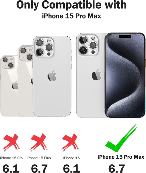 KSWOUS for iPhone 15 Pro Max Case Glitter with 2 Pack Screen Protector + 2 Pack Camera Lens Protector, Clear Glittering Cute Phone Case Shockproof...