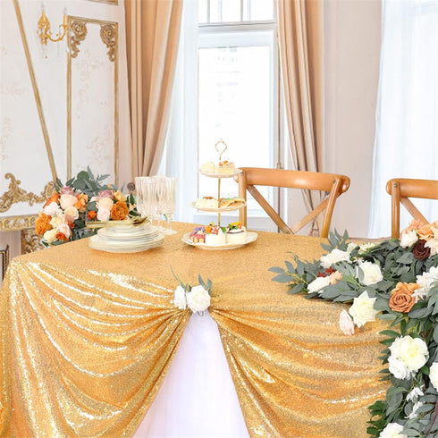 B-COOL Rectangle Sequined Table Cloth Gold Sequin Tablecloth Glitter Tablecloth Sequin Wedding Decoration Christmas Tablecloth 50x50 inch...