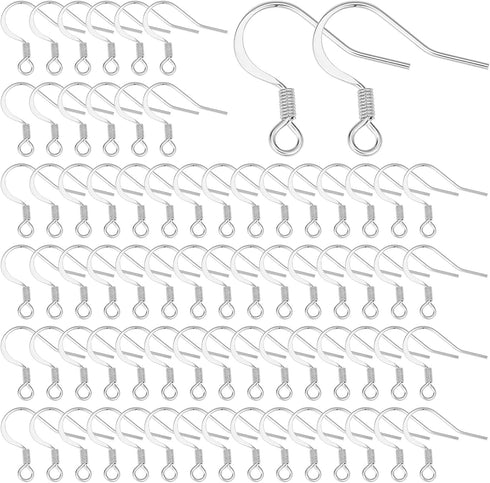 SUNNYCLUE 1 Box 100Pcs French Earring Hooks 304 Stainless Steel Earwire Ear Wires Silver Earring Wires Fishhook Earring Hook for jewellery Making ...