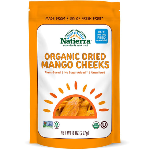 NATIERRA Organic Dried Mango Cheeks | No Sugar Added | USDA Organic, Non-GMO & Vegan | 8 Ounce (Pack of 1)...