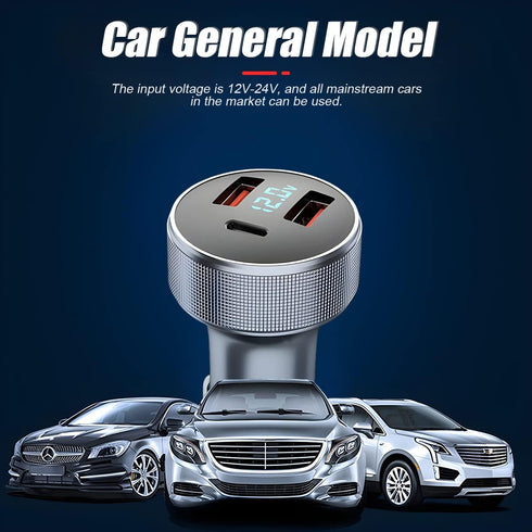 72W Fast Car Charger Adapter, Dual USB Fast Charging Type C Car Charger with LED Display Adapter, QC 3.0 PD Cigarette Lighter Adapter for Laptop S...
