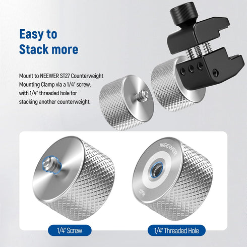 NEEWER Stackable 200g Gimbal Counterweight for Balancing Camera Long Lenses, Compatible with Tilta SmallRig Counter Weight Clamp DJI Ronin RS3 Pro...
