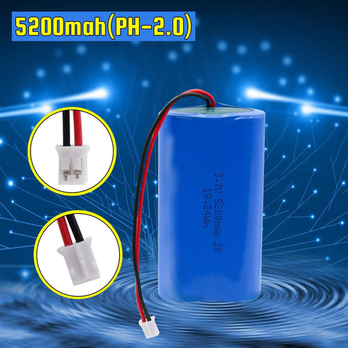 3.7V 5200mAh Rechargeable Batteries Lithium ion Battery with PH2.0/2P Connector for DIY Electronics Products, Toys, Lighting, Bluetooth Equipment...