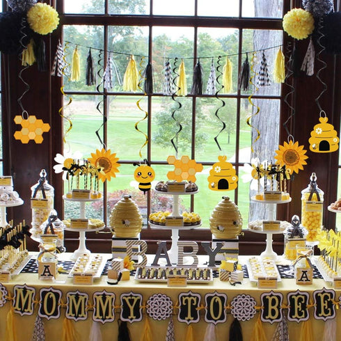 20PCS Bumble Bee Hanging Swirl Decorations, Bee Party Hanging Swirls Foil Ceiling Streamers Honey Bee Themed Party Supplies for Kids Birthday Baby...