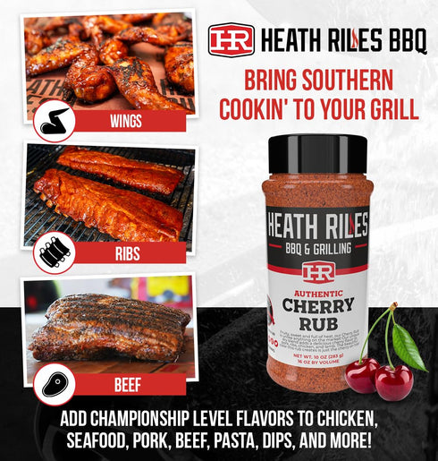 Heath Riles BBQ Cherry Rub Seasoning, Champion Pitmaster Recipe, Shaker Spice Mix, 10 oz....