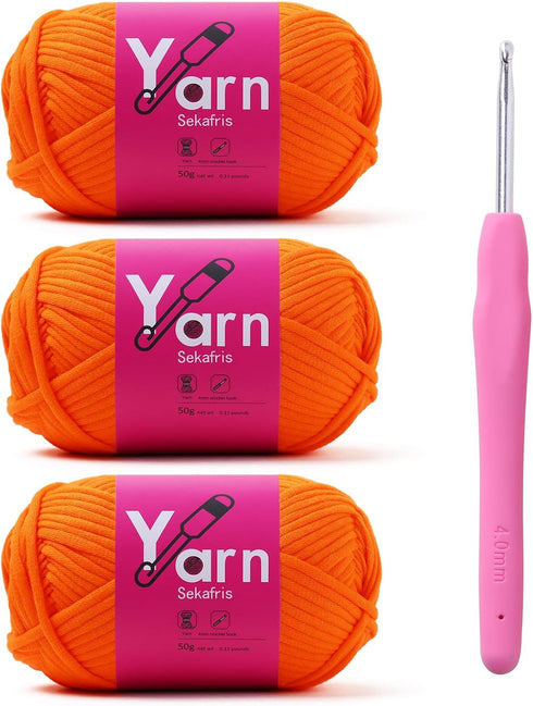 Crochet Yarn with Cotton Yarn for Crocheting - Crochet Knitting Yarn for Beginners with Easy-to-See Stitches - Yarn for Crocheting - Parfait Chunk...