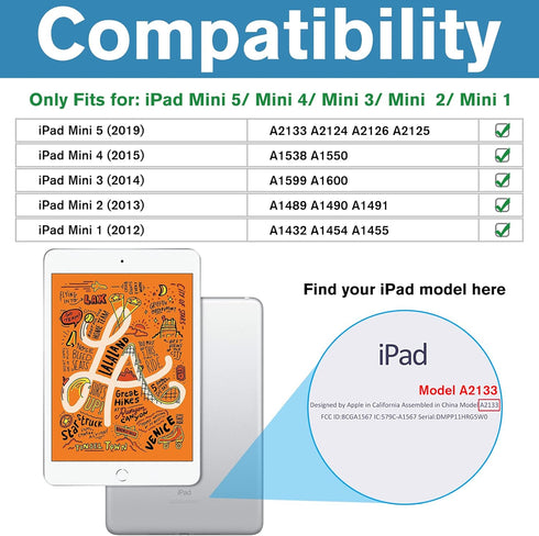 ProCase Slim Cover for iPad mini 5 Generation 2019/ Mini 4 3 2 1 (Old Model) 7.9 inch, Slim Soft TPU Back Cover Trifold Stand Folio Smart Case for...