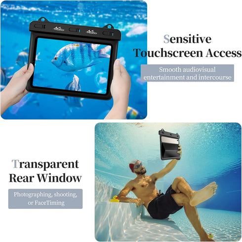 MoKo Waterproof Tablet Case Compatible with Fire HD 8/Fire 7, iPad Mini 6/5/4/3, Galaxy Tab Pro 8.4, Tab S2/Tab E/Tab A 8.0 8.4 Up to 8.5",Stand H...