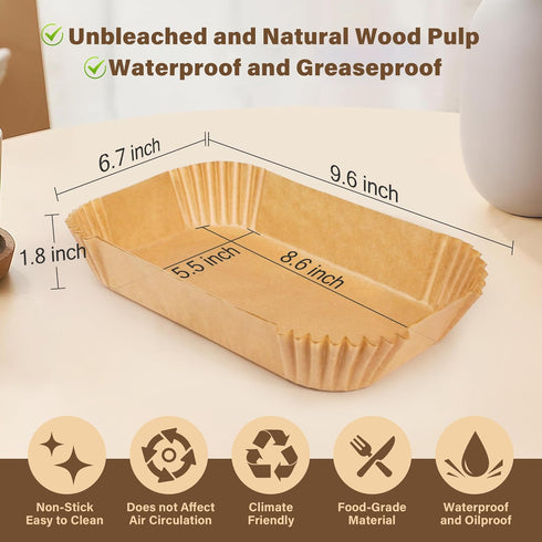 Air Fryer Liners Disposable, Rectangular Parchment paper for Ninja 2-Basket Air Fryer, 125Pcs Natural Ninja Dual Airfryer Liners, Greaseproof Air ...