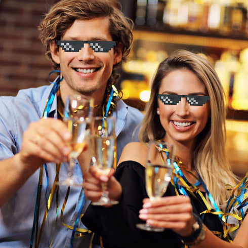 Lorigun Thug Life Glasses Pixel Sunglasses for Party, Deal with it Glasses Bachelor Party Decor...