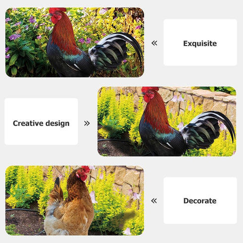 Yardwe 2pcs Chicken Rooster Yard Art Garden Stake Realistic Lifelike Hen Garden Poultry Statue Rooster Animals Sculpture for Yard Garden Lawn Outd...
