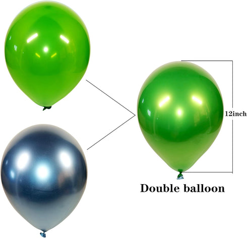 Metallic Green Balloons 50pcs 12 Inch Double Layer Chrome Green Balloons for Wedding, Birthday Party Decoration...