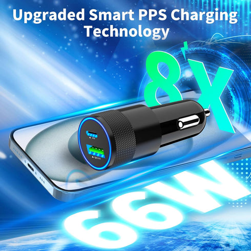 ?MFi Certified?iPhone 15 Car Charger Fast Charging, Braveridge 66W PD&QC3.0 USB-C Power Cigarette Lighter Charger+2Pack Type-C Braided Cable for i...