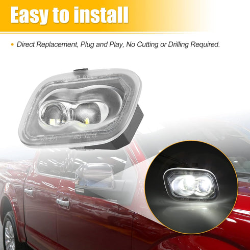 X AUTOHAUX Rear View Mirror Light for Ford F-150 F-250 F-350 F-450 Super Duty FL3Z13B374B FL3Z-13B374B 12V Waterproof Clear Lens White Side Puddle...
