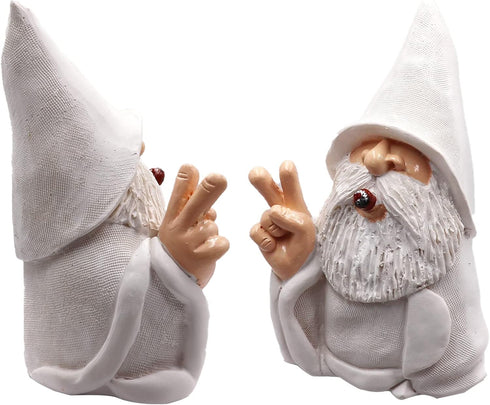 Garden Gnome, Wizard Gnome 3D Dwarves, Polyresin Outdoor Sculpture Victory Gesture Gnome Statue Garden Figurine Art Garden Decoration for Lawn Yar...