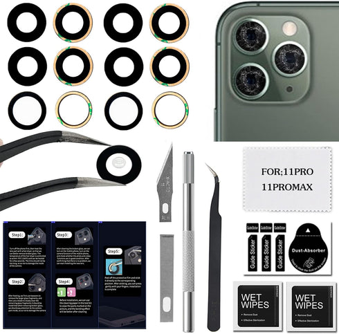 2PCS GEILIFIX Back Rear Camera Lens Sapphire Glass Replacement for iPhone11pro 5.8 inch and iphone11promax 6.5 inch with Preinstalled Adhesive Rep...