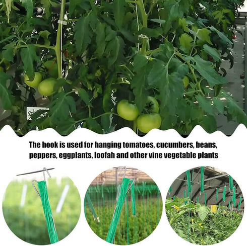 10 Pcs Tomato Support Hooks with 20 Plant fixing clips Plant Climbing Hooks Garden Hooks for Garden Flower Vegetable, Iron Plant Vine Tie Support ...