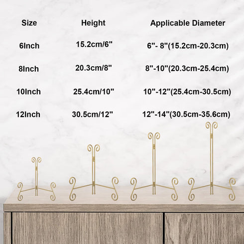 Plate Stands for Display, 10 Inch Plate holders Stands for Display, Gold Iron Plate Easel for Photos, Picture Frames, Cookbooks, Card and Decorati...