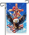 4th of July Patriotic Garden Flag Cross and Eagle Double Sided American Flag Memorial Independence Day Outside Small Yard Decoration (12 x 18 Inch...