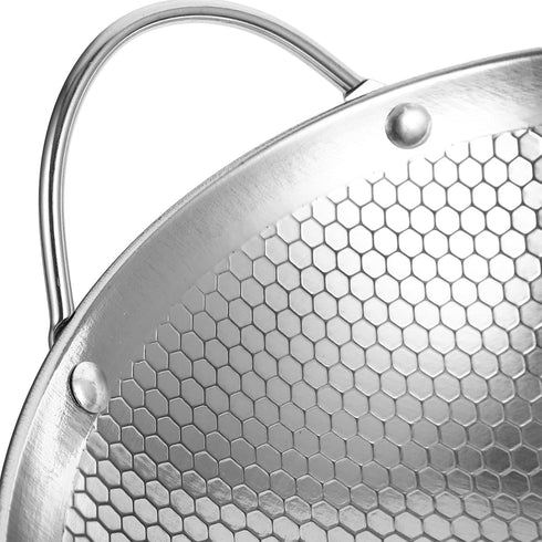 BESTonZON Stainless Steel Griddle Camping Wok Stainless Steel Everyday Pan Stainless Steel Wok Pan Korean Pan Carbon Steel Pan Reheating Pot Mini ...