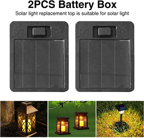 2 Pack Solar Light Replacement Top Parts for Outdoor Hanging Lanterns, Solar Panel Lantern Lid Battery Box Led Lights Bulb Accessories for Garden ...