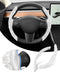 Diamond Bling Steering Wheel Cover for Tesla Model Y 2020-2024/2017-2024 Model 3,2PCS Car Steering Wheel Cover with Rhinestones Sparkling with Col...