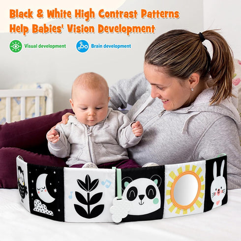 OKOOKO Black and White Baby Book High Contrast Baby Toy 0-6 Months Baby Soft Book Tummy Time Toy Crib Stroller Toy Montessori Sensory Toy Early Ed...