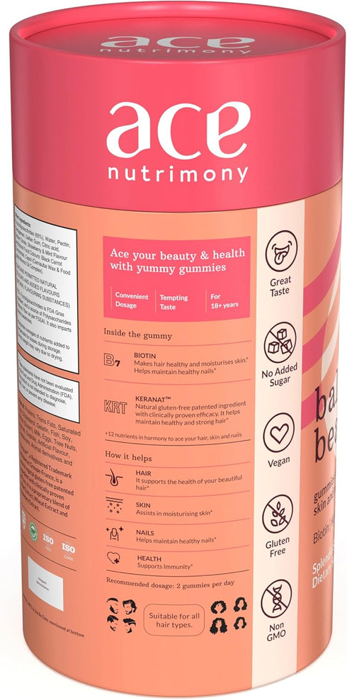 Balanced Beauty Biotin Gummies for Healthy Hair Skin & Nails, Helps Reduce Hairfall, Hair Growth Vitamins with Clinically Proven Keranat, Biotin &...