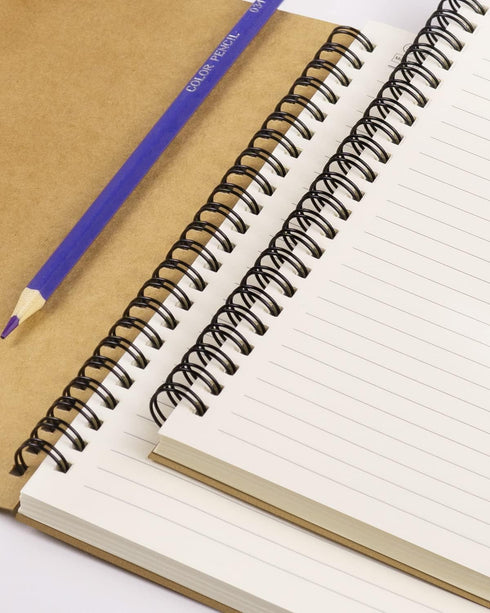 Spiral Notebooks A5 Lined 5Pcs College Ruled Journals Bulk Thick Paper for Work, Study, Notes Taking, Gifts 120 Pages/60 Sheets Kraft Brown...