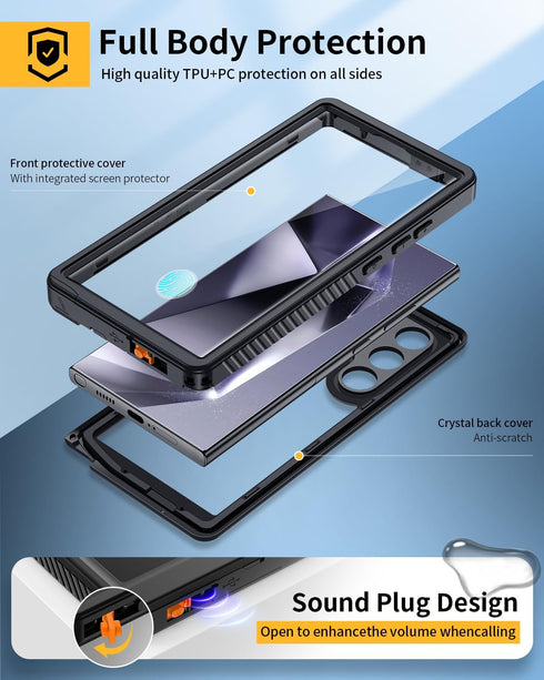 Lanhiem for Samsung Galaxy S24 Ultra Case, IP68 Waterproof Dustproof, Built-in Screen Protector, Rugged Full Body Shockproof Protective Cover for ...