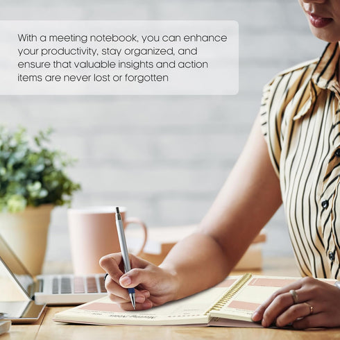 Meeting Notebook For Work Organization - Work Planner Notebook With Action Items, Agenda Planner For Note Taking, 160Pages (6.9" X 9.9") Project P...