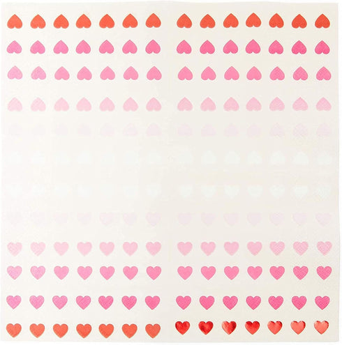 Sparkle and Bash 100-Pack Valentine’s Day Heart Napkins - 5 x 5-Inch Folded Pink Paper - 3-Ply Soft Absorbent - Decorative Party Supplies for Home...