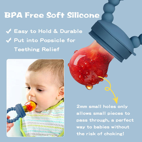 Silicone Baby Fruit Food Feeder, 2 Pack Freezer Tray with lid for Batch Prep,Introduce New Foods, Breastmilk Popsicle Molds, Silicone Teething Toy...