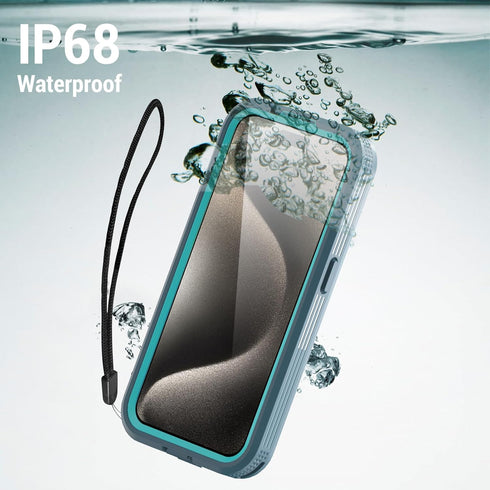 Compatible with iPhone 15 Pro Max Waterproof Case with Stand, Shockproof Dust-Proof Phone Case with Built in Screen Protector, Full Body Protectiv...