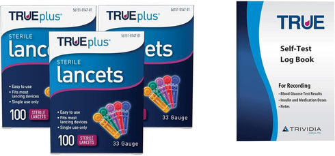 3 x 100ct 33g TRUEplus® Lancets + TRUEplus® Log Book...