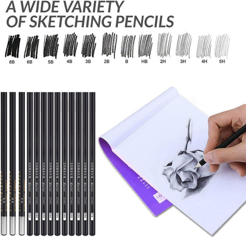 Sketching Pencil Set?32pcs Sketch Drawing Pencil Set ?Complete Artist Kit Includes Graphite Pencils,Charcoal Pencils, Paper Erasable Pen, Sketch P...