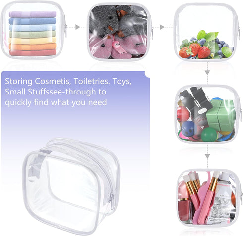 6 Pieces Clear Toiletry Makeup Bag Mini Small PVC Travel Bag, Waterproof PVC Plastic Travel Cosmetic Bag with Zipper Portable Cosmetic Makeup Bag ...